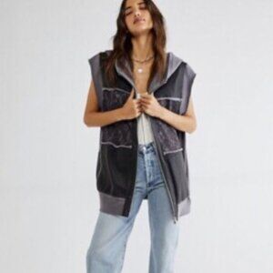 We The Free FP Rat Pack Patchwork Floral Bethel Woodstock Black Hoodie Vest NEW